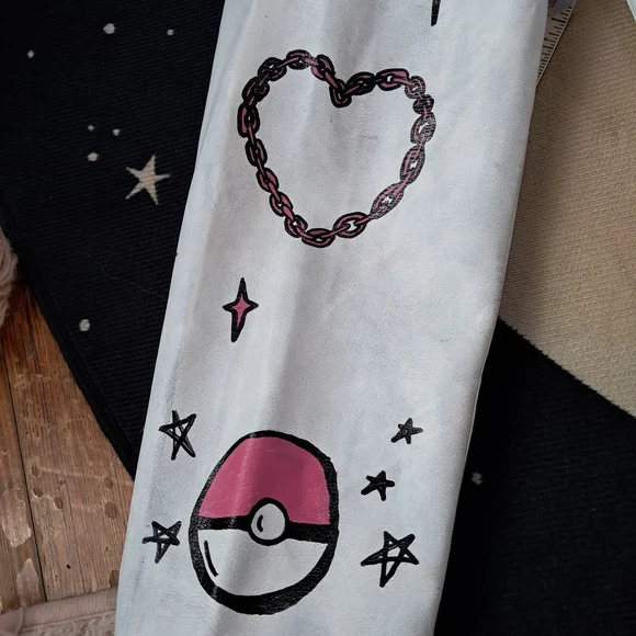 SOLD @MARKET  Fun kawaii goth custom hand painted OOAK faux leather jacket - Picture 9 of 15